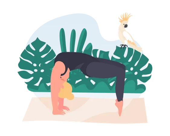 Mujer haciendo dvi pada viparita dandasana yoga  Ilustración