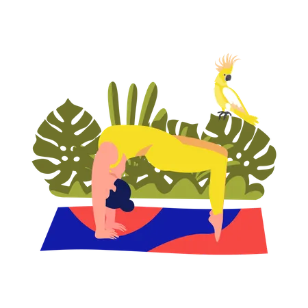 Mujer haciendo dvi pada viparita dandasana yoga  Ilustración