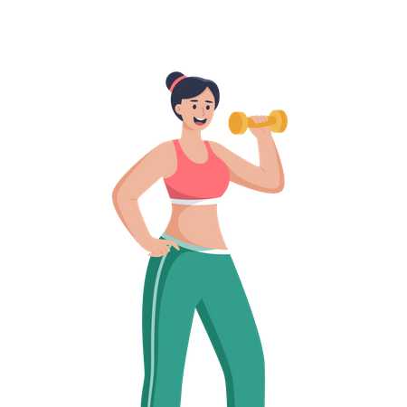 Mujer haciendo ejercicio con mancuernas  Ilustración