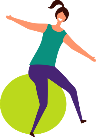 Mujer haciendo ejercicio con pelota  Ilustración