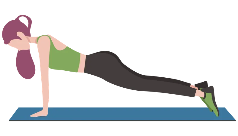 Mujer haciendo ejercicio de plancha  Ilustración