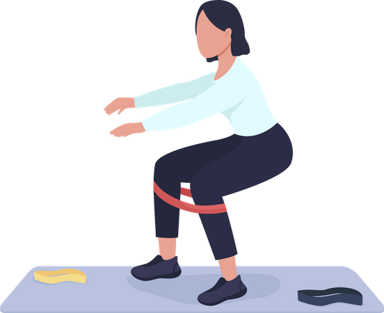 Mujer haciendo ejercicio en cuclillas  Ilustración
