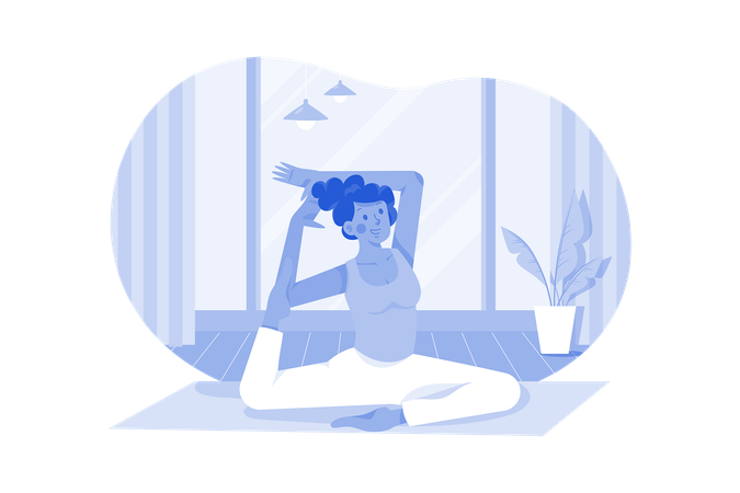 Mujer haciendo ejercicio de yoga  Ilustración