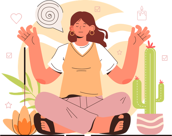 Mujer haciendo ejercicio de yoga  Ilustración