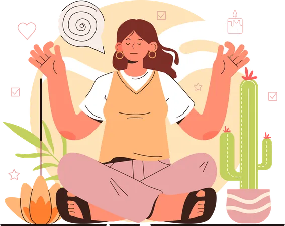 Mujer haciendo ejercicio de yoga  Ilustración