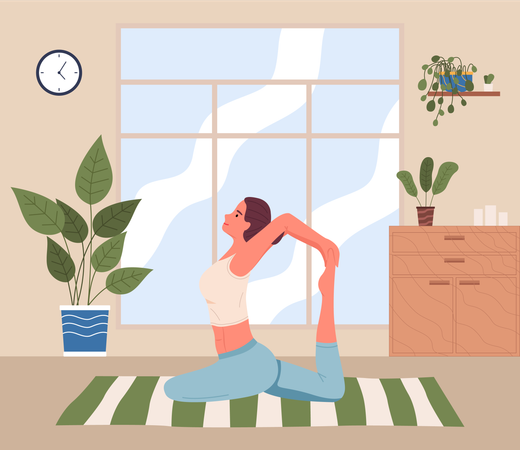 Mujer haciendo ejercicio de yoga  Ilustración