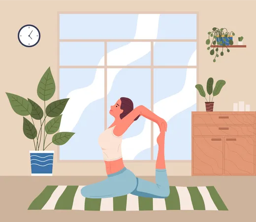 Mujer haciendo ejercicio de yoga  Ilustración