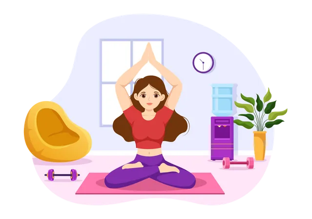 Mujer haciendo ejercicio de yoga  Ilustración