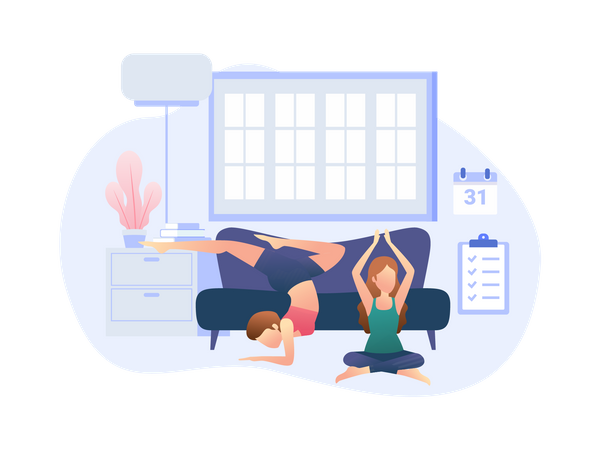 Mujer haciendo ejercicio de yoga  Ilustración