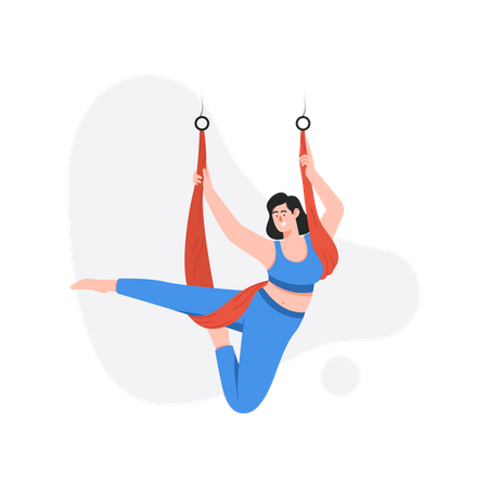 Mujer haciendo ejercicio de ballet de yoga  Ilustración