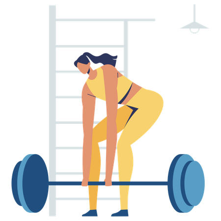 Mujer haciendo ejercicio en el gimnasio todas las mañanas  Illustration