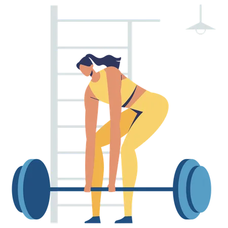 Mujer haciendo ejercicio en el gimnasio todas las mañanas  Illustration