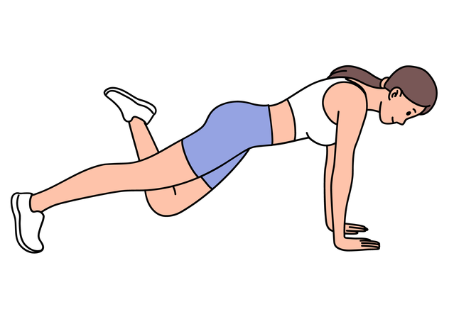 Mujer haciendo ejercicio de flexiones de rodilla  Ilustración