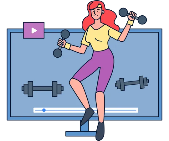 Mujer haciendo tutorial de ejercicios  Ilustración