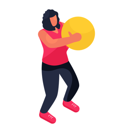 Mujer haciendo ejercicio con pelota  Ilustración