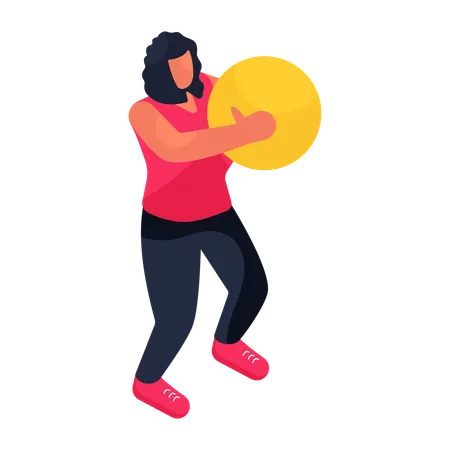 Mujer haciendo ejercicio con pelota  Ilustración