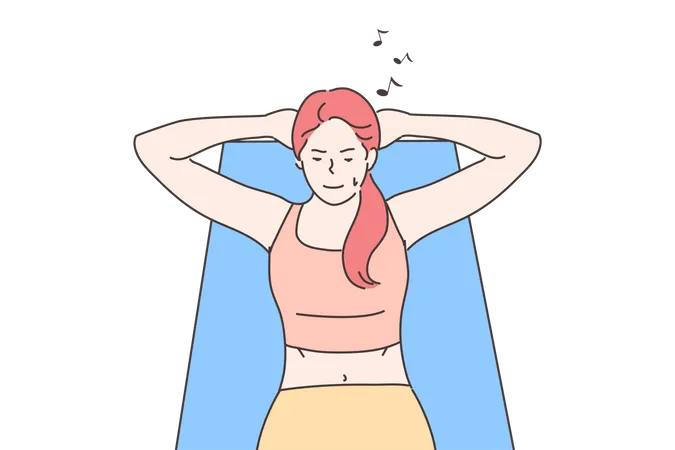 Mujer haciendo ejercicios de abdominales  Ilustración