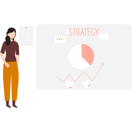 Mujer haciendo estrategia empresarial  Illustration