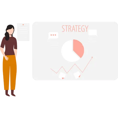 Mujer haciendo estrategia empresarial  Illustration