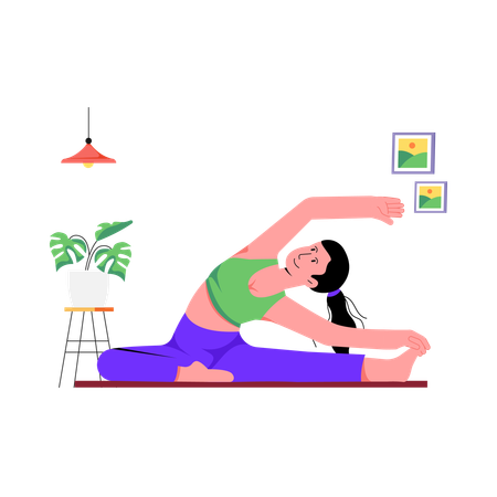 Mujer haciendo yoga de flexibilidad  Ilustración