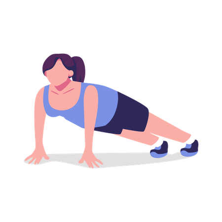 Mujer haciendo flexiones  Ilustración