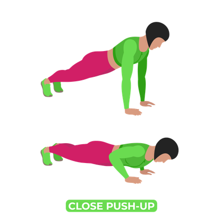 Mujer haciendo push up cerrado  Ilustración
