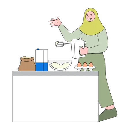 Mujer haciendo galletas  Ilustración