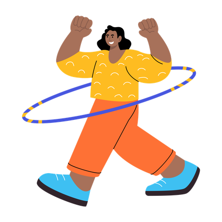 Mujer haciendo hula-hoop  Ilustración