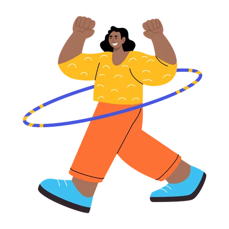 Mujer haciendo hula-hoop  Ilustración