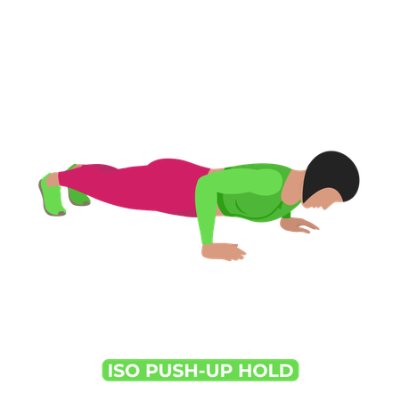 Mujer haciendo Iso Push Up Hold  Illustration