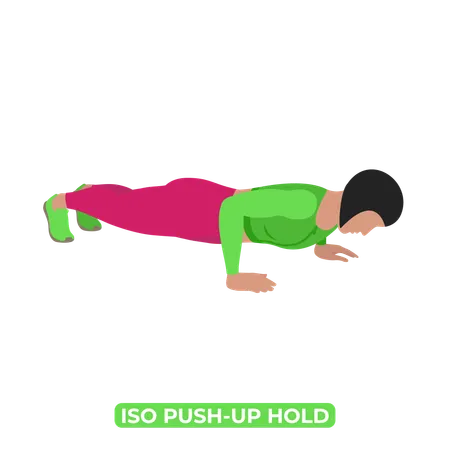 Mujer haciendo Iso Push Up Hold  Illustration