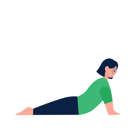 Mujer haciendo la postura de yoga de plancha baja  Ilustración