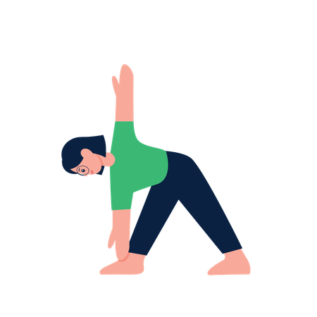 Mujer haciendo pose de yoga triángulo girado  Ilustración
