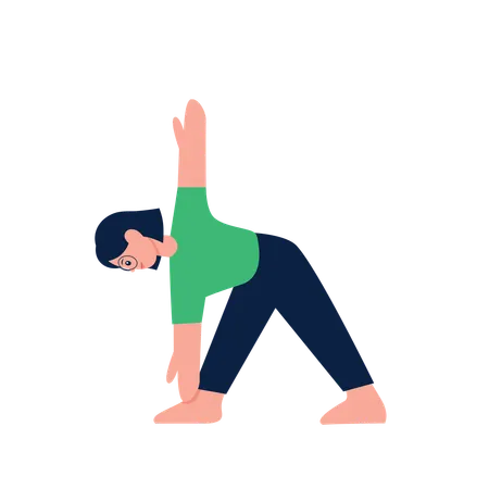 Mujer haciendo pose de yoga triángulo girado  Ilustración