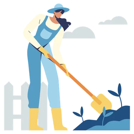 Mujer haciendo agricultura  Ilustración