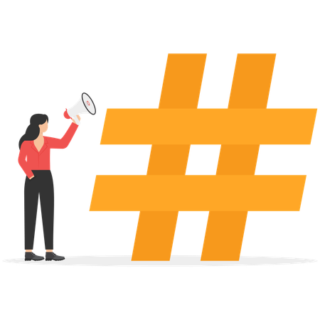 Mujer haciendo marketing en redes sociales  Ilustración