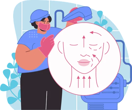 Mujer haciendo masaje facial  Ilustración