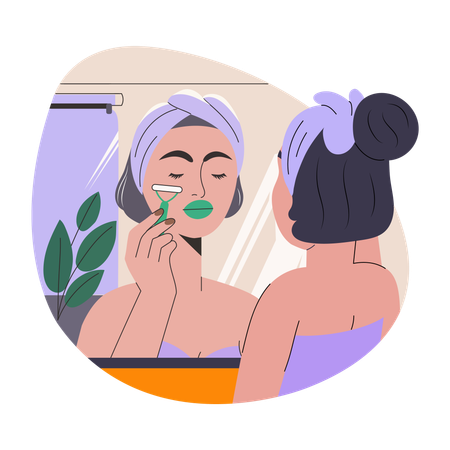 Mujer haciendo masaje facial  Ilustración
