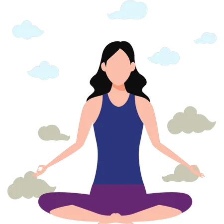 Mujer haciendo meditación  Ilustración