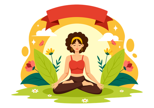 Mujer haciendo meditación  Ilustración