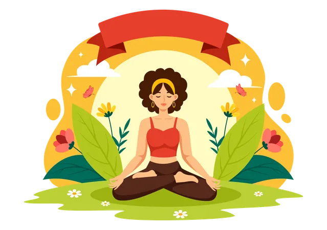 Mujer haciendo meditación  Ilustración