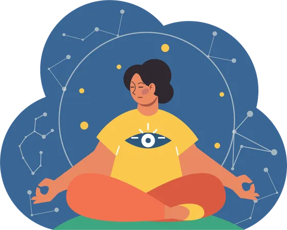 Mujer haciendo meditación  Ilustración