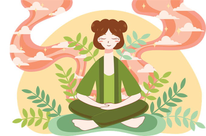 Mujer haciendo meditación  Illustration