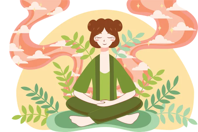 Mujer haciendo meditación  Illustration