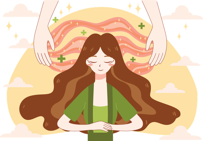 Mujer haciendo meditación  Illustration