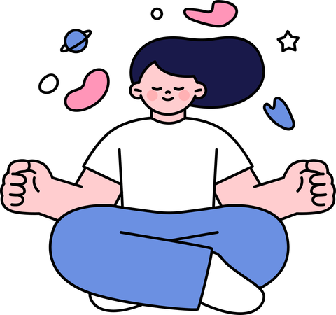 Mujer haciendo meditación  Ilustración