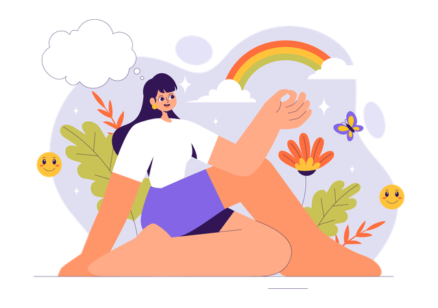 Mujer haciendo meditación  Ilustración