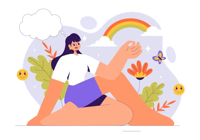 Mujer haciendo meditación  Ilustración