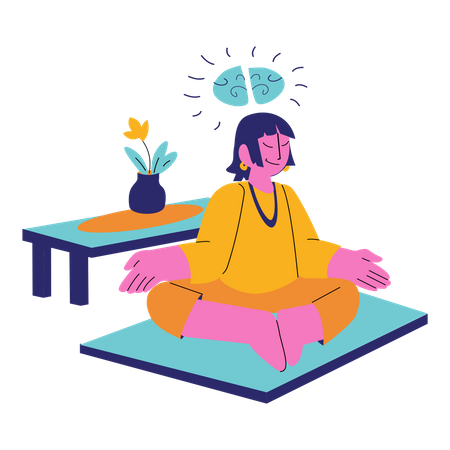 Mujer haciendo meditación  Ilustración