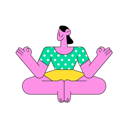 Mujer haciendo meditación  Ilustración